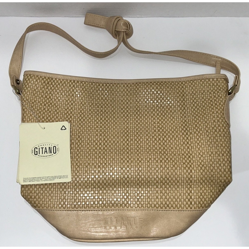 Gitano Heritage Shoulder Strap Purse Handbag Medium Beige Tan Basket Weave Rare